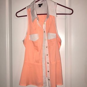 Peplum button down tank top